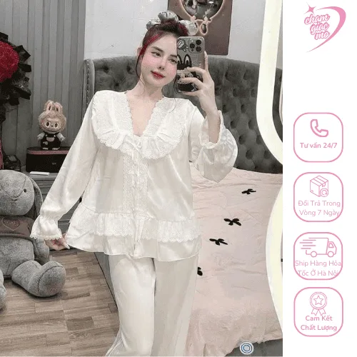 Bộ Đồ Ngủ Chất Lụa Latin Kiểu Dáng Bánh Bèo