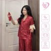 Bộ Pyjama Lụa Đỏ Chấm Bi